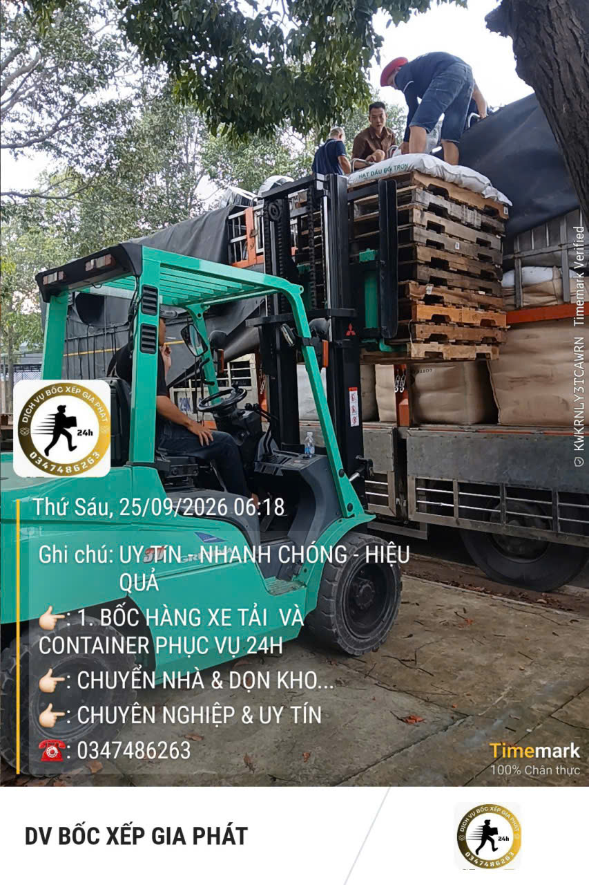 Bốc xếp hàng hóa có xe nâng ở Đồng Nai