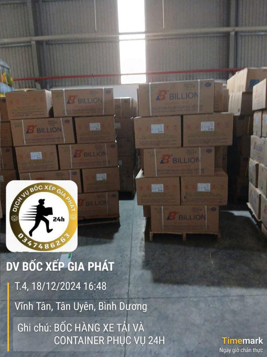 Bốc hàng hóa ở Vĩnh Tân, Tân Uyên, Bình Dương